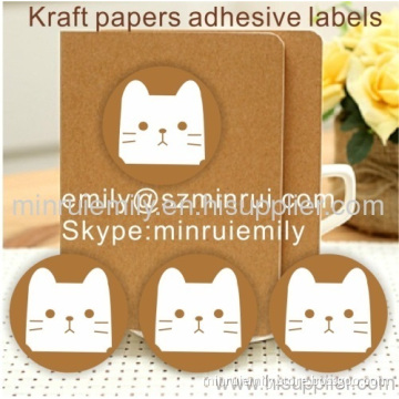 Small Adhesive Stickers Made Of Kraft Adhesive Labels,kraft Stickers For Notebooks 